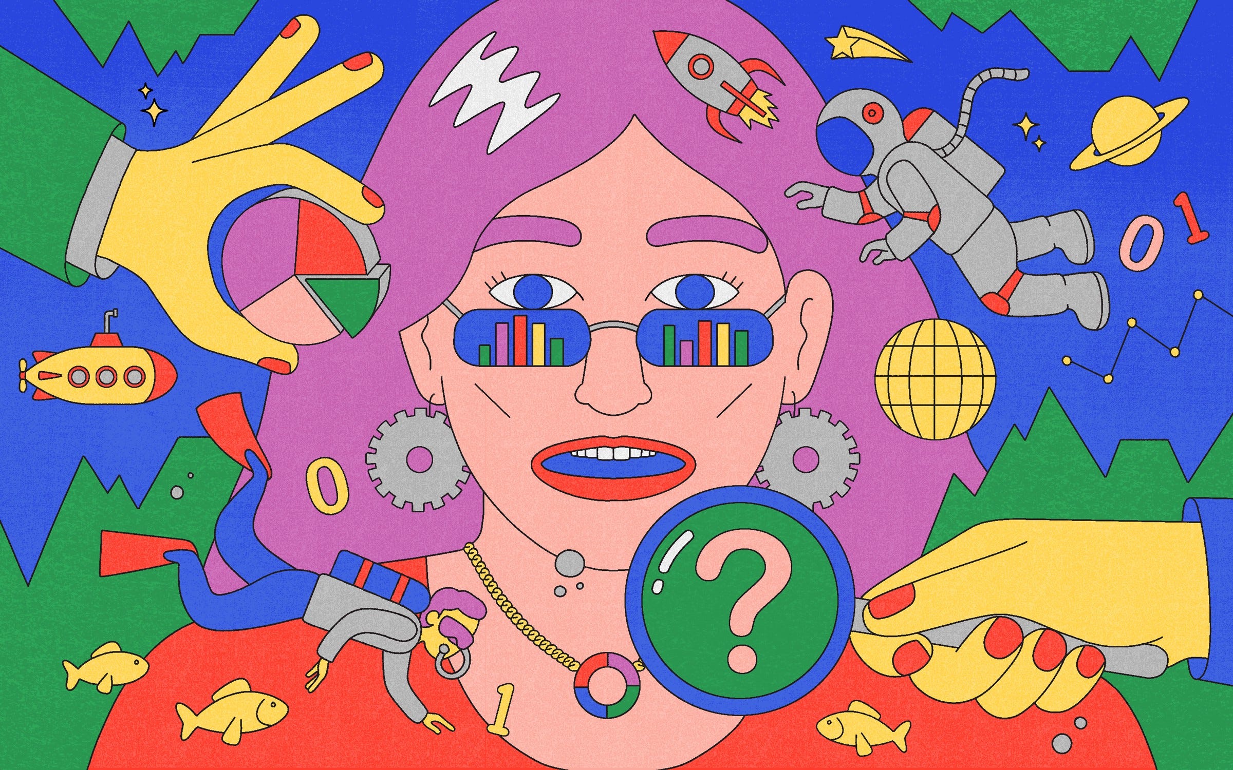 Ilustração sobre dados e design