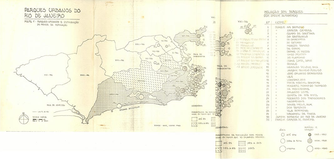 Trabalho cartográfico desenvolvido pela Profa. Dra. Lucia Costa nos anos 1980