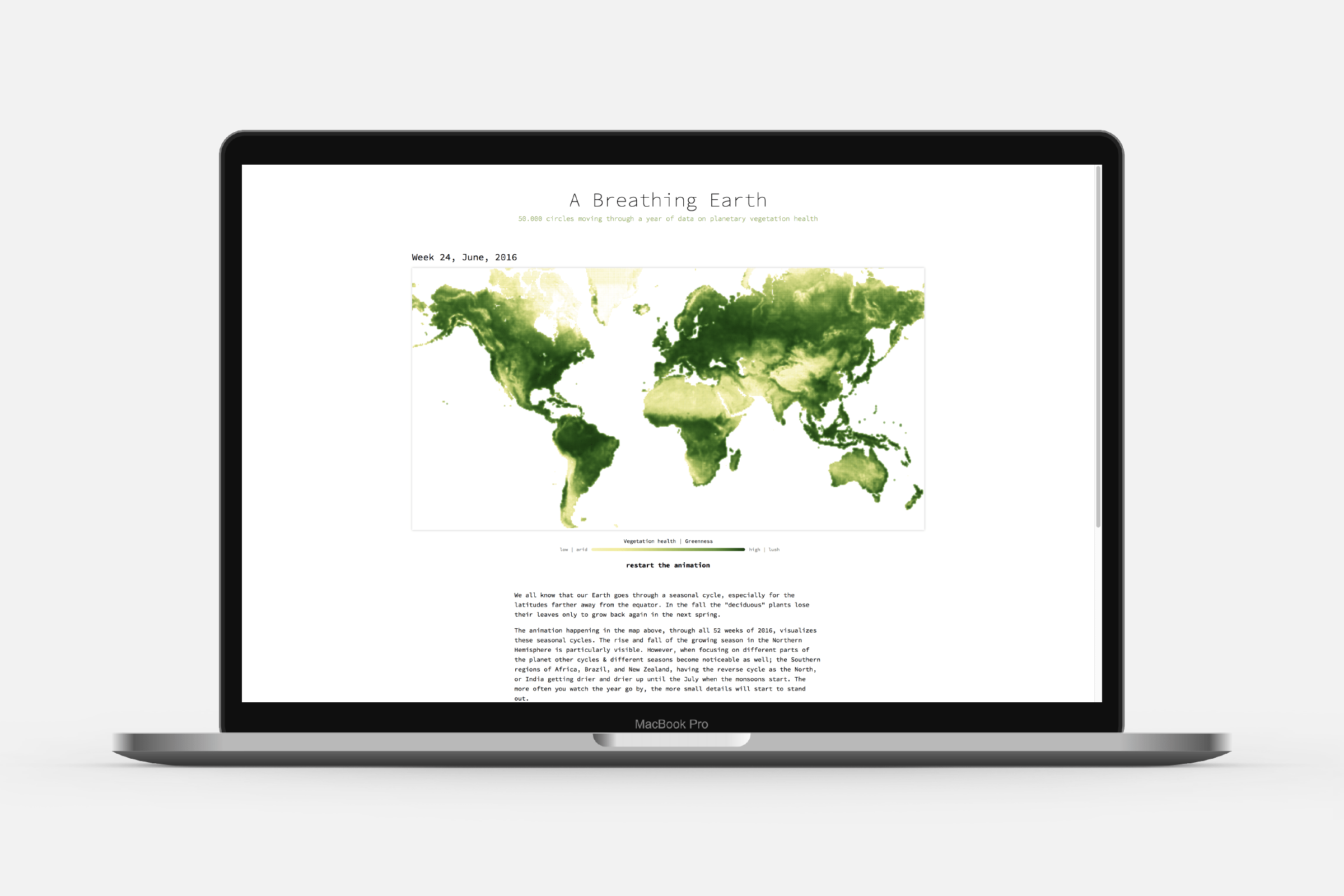 Projeto Breathing Earth da Nadieh Bremer
