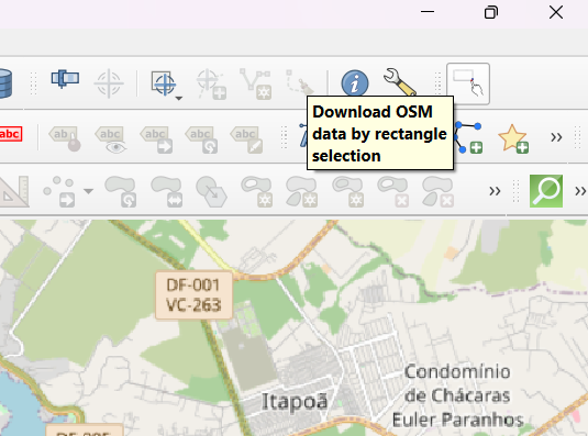 Atalho do OSM Downloader na barra de ferramentas do QGIS