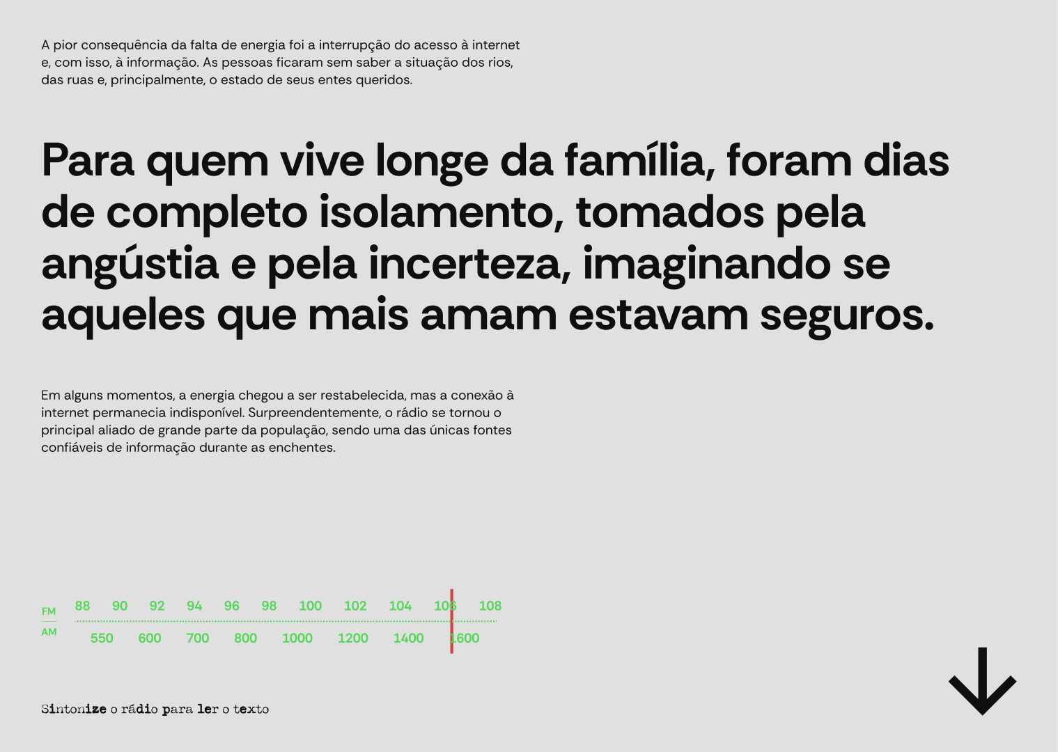 Figura 11: Tela que faz alusão ao único ponto de contato de muitas pessoas, durante as enchentes de 2024, ser o radio. Fonte: A autora.