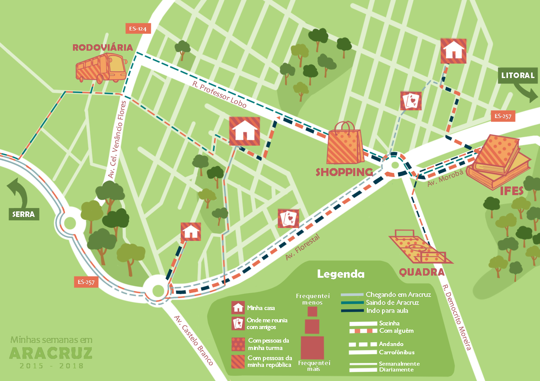 Mapa afetivo ilustrado de Manuela Magalhães